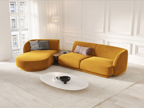 Micadoni linker modulaire bank Miley 3-zits, flueel, geel - 178x303x70cm
