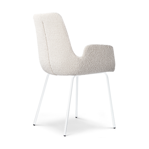 Nolon Nora-Eef Eetkamerstoel Bouclé Beige - met Armleuning - Wit