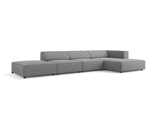 Cosmopolitan Design rechter hoekbank Arendal 5-zits, chenille met ribbeleffect, donkergrijs - 166x341x70cm