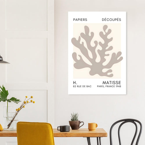 Artfulprints Poster met Lijst Matisse – Saltflower shapes grey   - A4 21x29.7 cm - Grijs