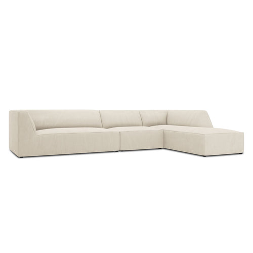 Cosmopolitan Design - Modulaire hoekbank rechts Siena 5-zits, ribfluwelen lichtbeige - 180x366x69cm
