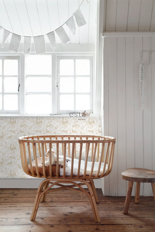 ESTAhome behang bos met bosdieren beige - 50 x 900 cm - 139527
