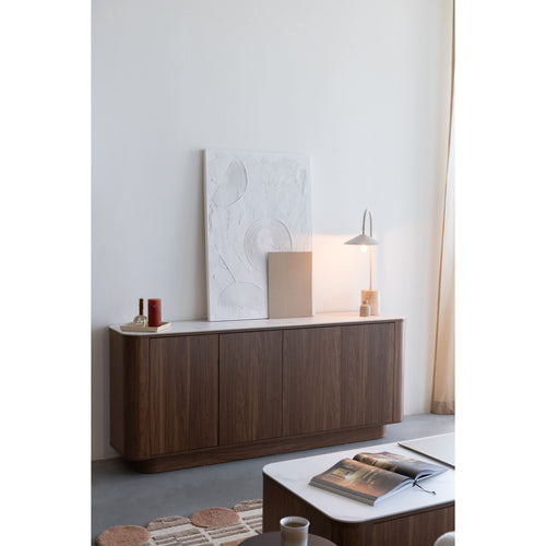 Housecraft Living Almira Dressoir Hoog 180 cm Marmerlook/ Walnootkleur - Bruin