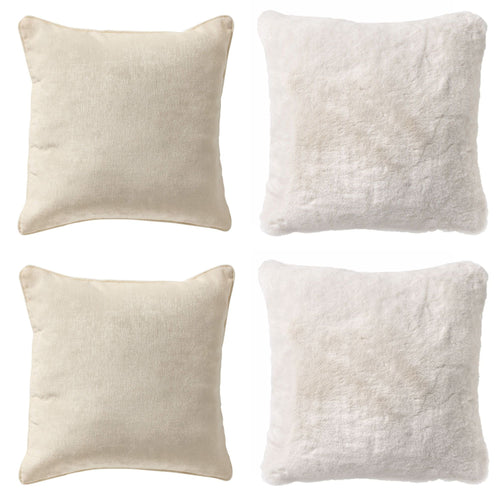 KUSSENSET - 4-delig - Soft Elegance - 45x45 cm - inclusief binnenkussens - wit