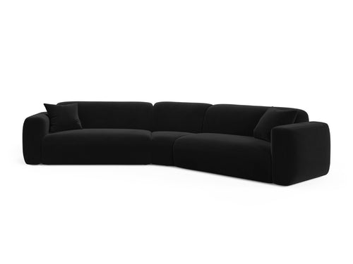 Cosmopolitan Design Symmetrische modulaire hoekbank Strino 3-zits, flueel zwart - 210x344x78cm