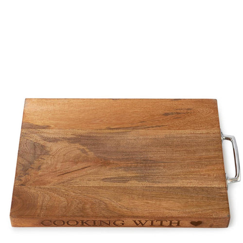 Rivièra Maison Cooking With Love Cutting Board - Mangohout, Aluminium - Bruin - vtwonen shop