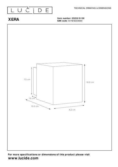 Lucide wandlamp XERA - 1xG9 - Zwart - vtwonen shop