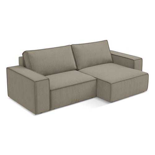LaMiaSofa hoekbank rechts Livorno - textuurstof - donkerbeige - 257x148x82