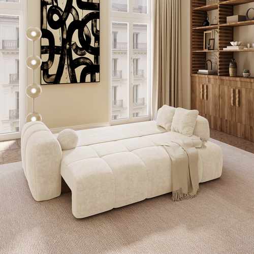 Premium Interiors - Slaapbank met opbergruimte SKY - kruisbinding crème 260cm