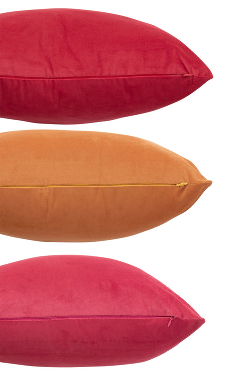 J-Line kussen - fluweel - oker/roze - 3 stuks
