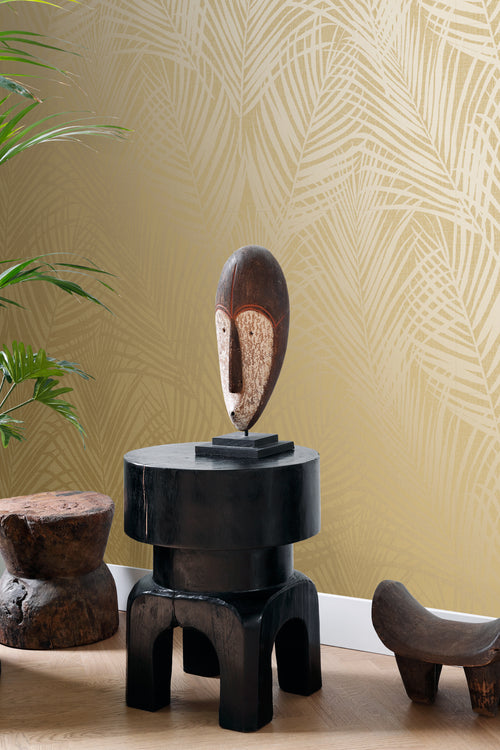 Origin Wallcoverings behang palmbladeren okergeel - 53 cm x 10.05 m - 347807 - vtwonen shop