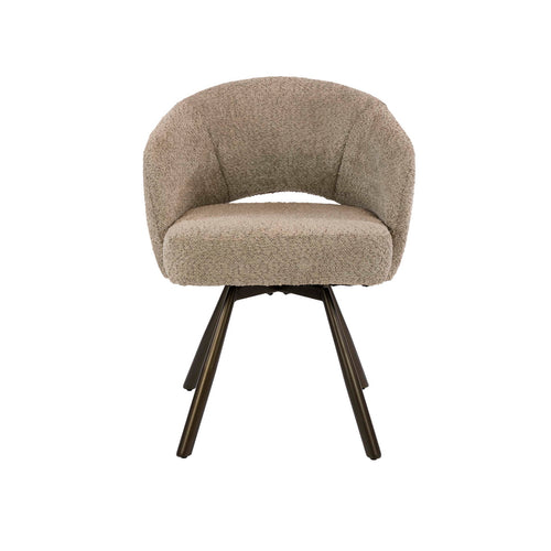 Giga Living Eetkamerstoel Salon - Zand/Bruin Bouclé - Set van 2