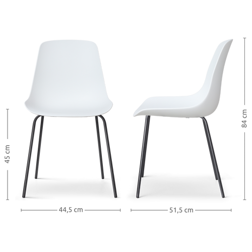 Nolon Nora-Pip Eetkamerstoelen Set van 2 - Wit - Zwart Onderstel