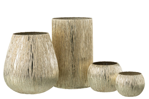 J-Line windlicht - glas - zilver - large