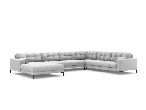 Cosmopolitan Design Panoramische hoekbank rechts Bali 7-zits, structurele stof, lichtgrijs - 256x327x75cm