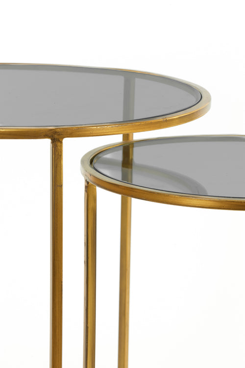 Light & Living bijzettafel DUARTE - Ø50x52cm - goud - Set van 2