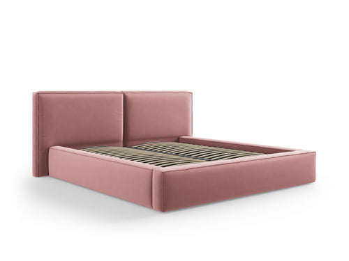 Micadoni Opbergbed met hoofdeinde Jodie 180x200cm, flueel, roze - 228x234x108cm