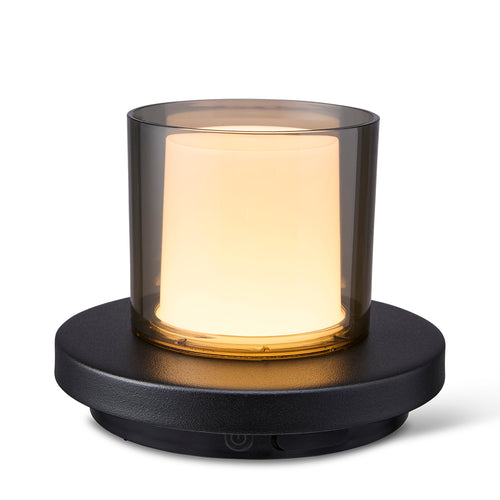 Lighto | Tafellamp zwart met rookglas solar voor buiten | Dimbaar | Oplaadbaar | Werkt op zonne-energie