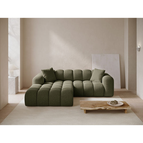 Cosmopolitan Design - Linker hoekbank Treno 3-zits, chenille groente - 184x240x70cm