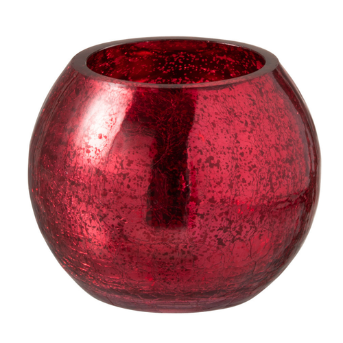 J-Line windlicht Bol Craquelé - glas - rood - small