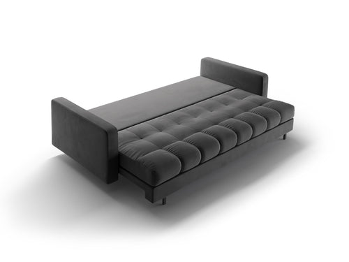 Cosmopolitan Design Slaapbank met opbergdoos Bali 3-zits, flueel grijs - 84x222x105cm