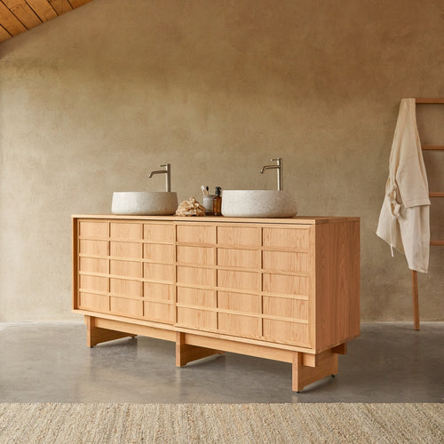 Tikamoon Eikenhouten badkamermeubel 170 cm - Naturel - vtwonen shop