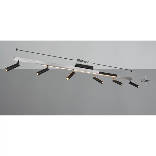 Trio Leuchten plafondlamp Zeno - 7 lichts -  180  x 8.5   cm - aluminium