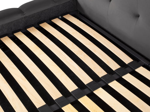 Cosmopolitan Design Opbergbed met dubbel hoofdbord Bali 160x200cm, flueel, grijs - 230x250x100cm