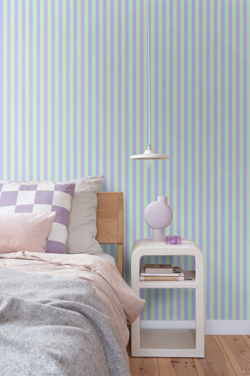 ESTAhome behang strepen paars en groen - 50 x 900 cm - 131568 - vtwonen shop