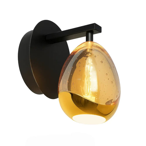 Highlight wandlamp Golden - 1 lichts - 18  x 14.8   cm - amber zwart