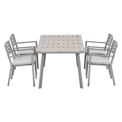 Garden Impressions Oklahoma/Vigo tuinset 4 personen taupe stapelbare stoelen 160 cm