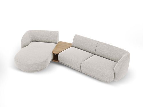 Micadoni linker modulaire bank Miley 3-zits, structurele stof geld - 178x303x70cm