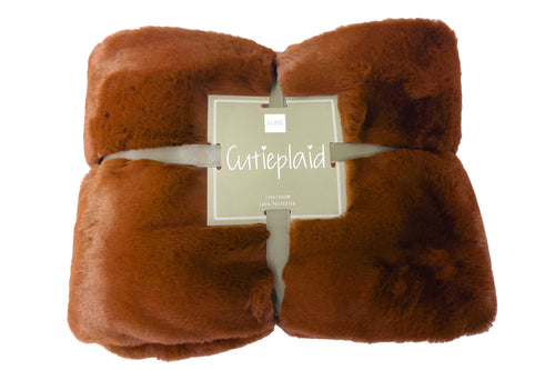 J-Line plaid Cutie - fleece deken - polyester - sienna bruin - 180 x 130 cm