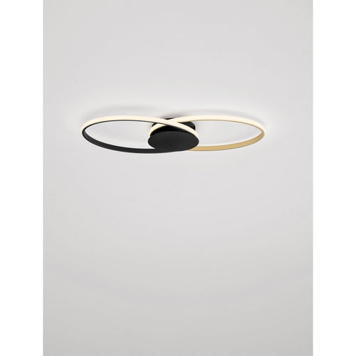 Nova Luce AVEO Geïntegreerde LED-plafondlamp, halfverzonken, zandzwart, goudkleurig, Triac dimbaar, 43W, 1720lm, 3200K