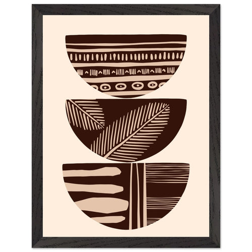 Artfulprints Poster met Lijst Boho – Patterned stack   - 30x40 cm - Bruin