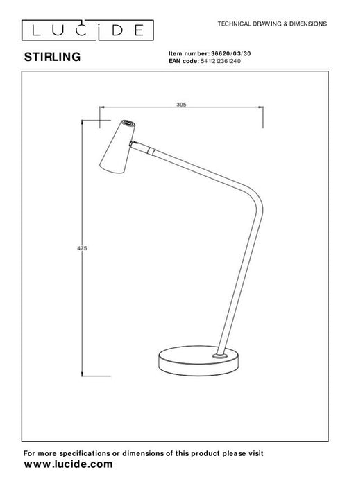 Lucide tafellamp STIRLING - Geïntegreerde LED - Zwart - vtwonen shop