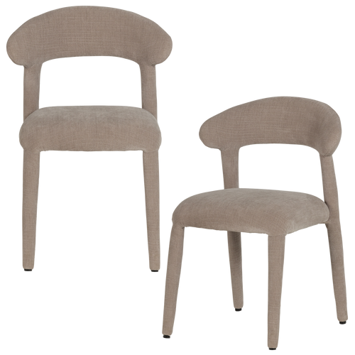 WOOOD eetkamerstoel Sile - Linnenlook - Zand - Set Van 2 - 80x57x55