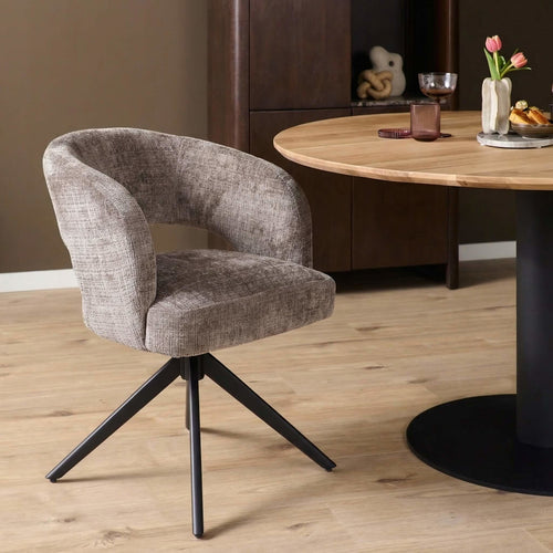 Starfurn Eetkamerstoel Demi - Taupe/Zwart - Set van 2