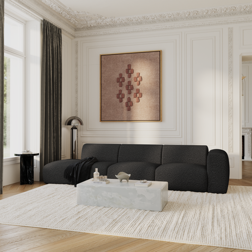 Sia Home - Rechte bank MYRA - Bouclette stof - Donker antraciet - 310cm - vtwonen shop