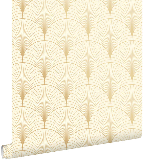 ESTAhome behang art deco motief beige en goud - 53 cm x 10.05 m - 139458