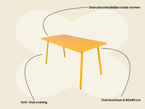 MaximaVida metalen tuintafel Max 150 x 80 cm okergeel
