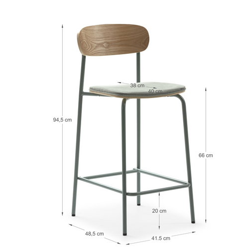 Calicosy - ADRIANA Set van 2 krukken - Grijs - 48x42x66 cm