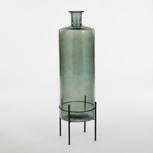 Mica Decorations Guan Fles Vaas - H75 x Ø25 cm - Gerecycled Glas - Groen - vtwonen shop