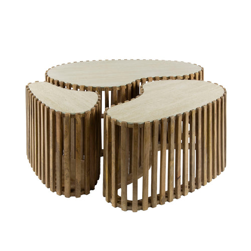 Giga Meubel Salontafel Nuovo - Travertin  - Set Van 3 - 90x52x40cm