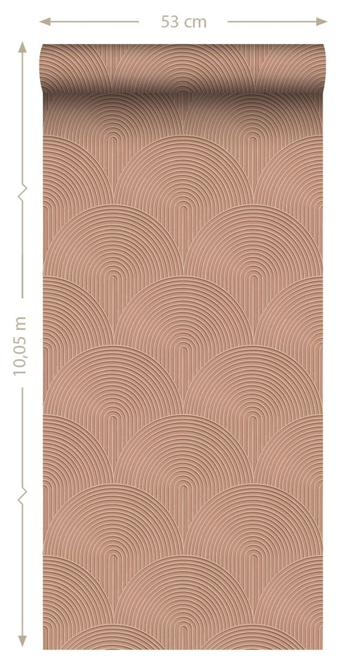ESTAhome behang 3D-motief terracotta roze - 50 x 900 cm - 131104