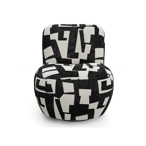 Sia Home - Fauteuil JENA - Stof met structuurpatroon - Donker antraciet - 65cm