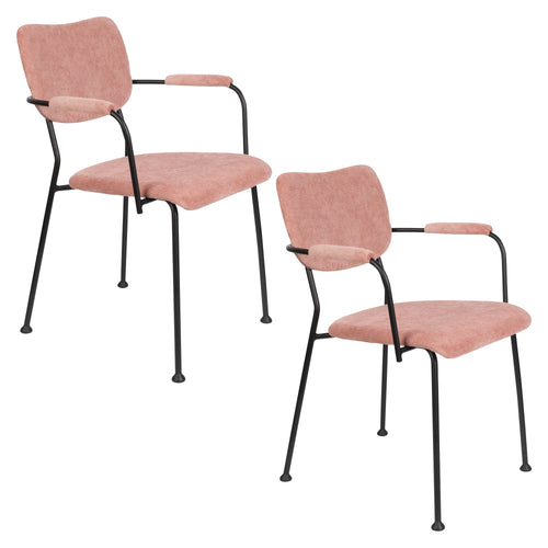 Zuiver Benson Eetkamerstoelen armleuning Roze - Set van 2 - vtwonen shop
