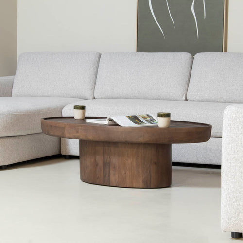 DÉJA Living Salontafel Sola Ovaal - Mangohout - Donkerbruin - 120x65x39cm