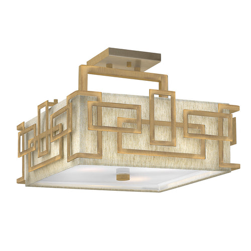 Elstead Lanza - 3-lichts semi-inbouw plafondlamp, geborsteld brons, E27