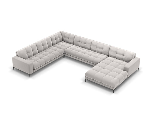 Cosmopolitan Design Panoramische hoekbank links Bali 7-zits, flueel, geld - 256x327x75cm